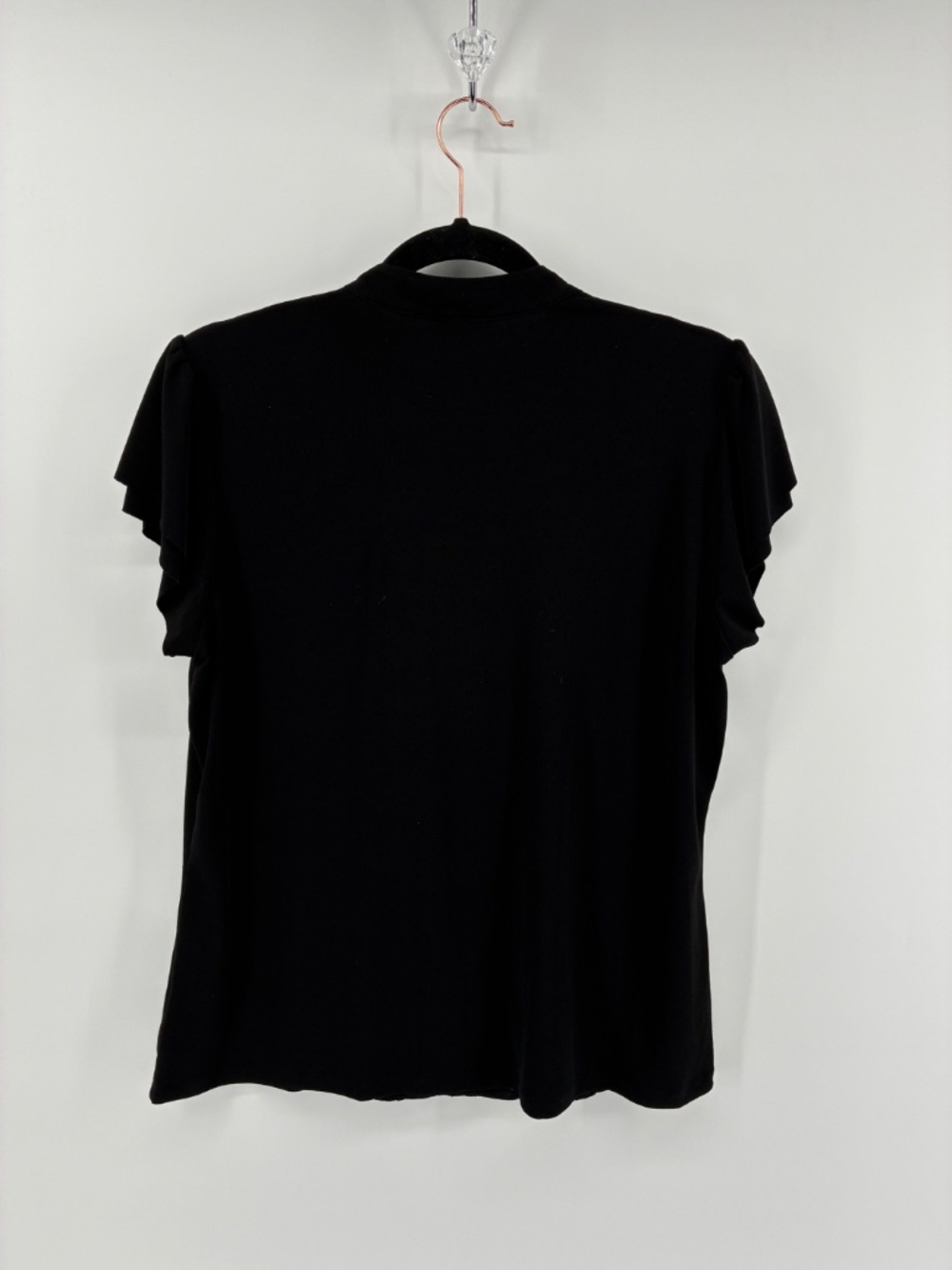 Black Ruffled Lace-Trim Women's Button Front Top - Picture 5 of 7